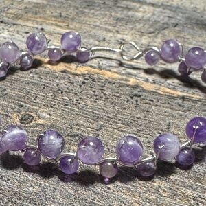 Genuine Amethyst Beaded Women's Bracelet